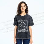 Unisex With All Due Respect Capybara Disagree With Knife Printed Washed Tee
