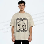 Unisex With All Due Respect Capybara Disagree With Knife Printed Washed Tee