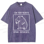 Unisex With All Due Respect Capybara Disagree With Knife Printed Washed Tee