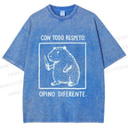 Unisex With All Due Respect Capybara Disagree With Knife Printed Washed Tee