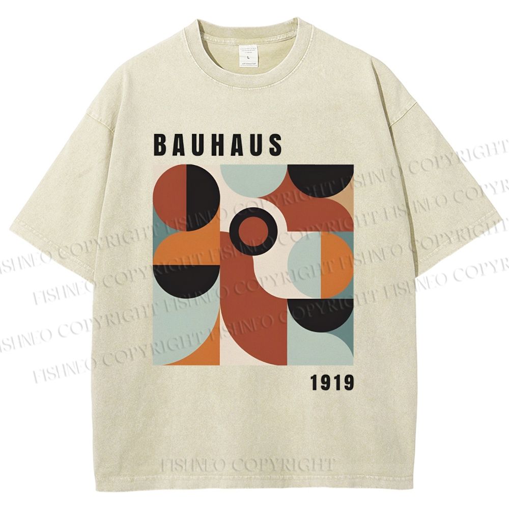Unisex Bauhaus Geometry Printed Washed Tee