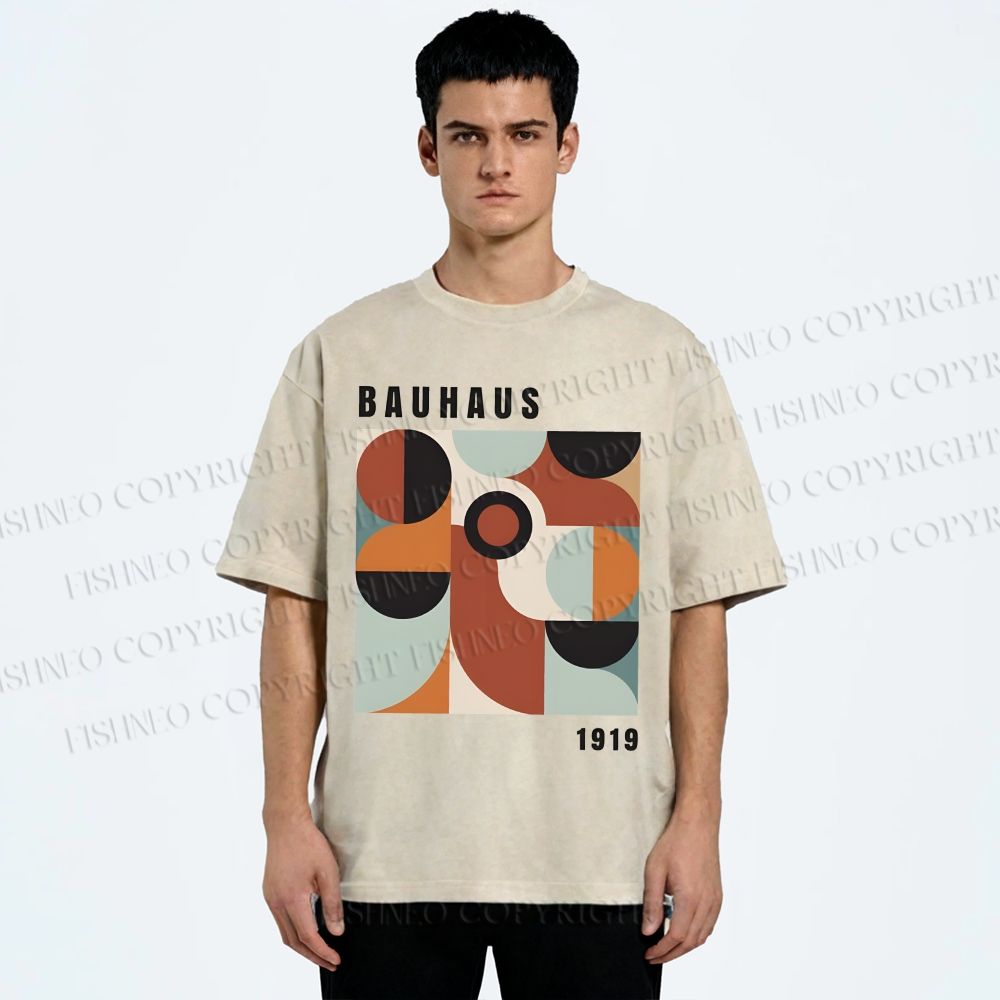 Unisex Bauhaus Geometry Printed Washed Tee
