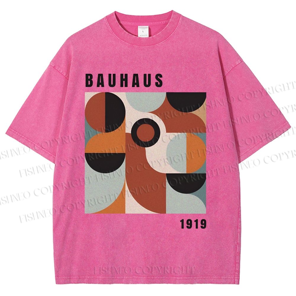 Unisex Bauhaus Geometry Printed Washed Tee