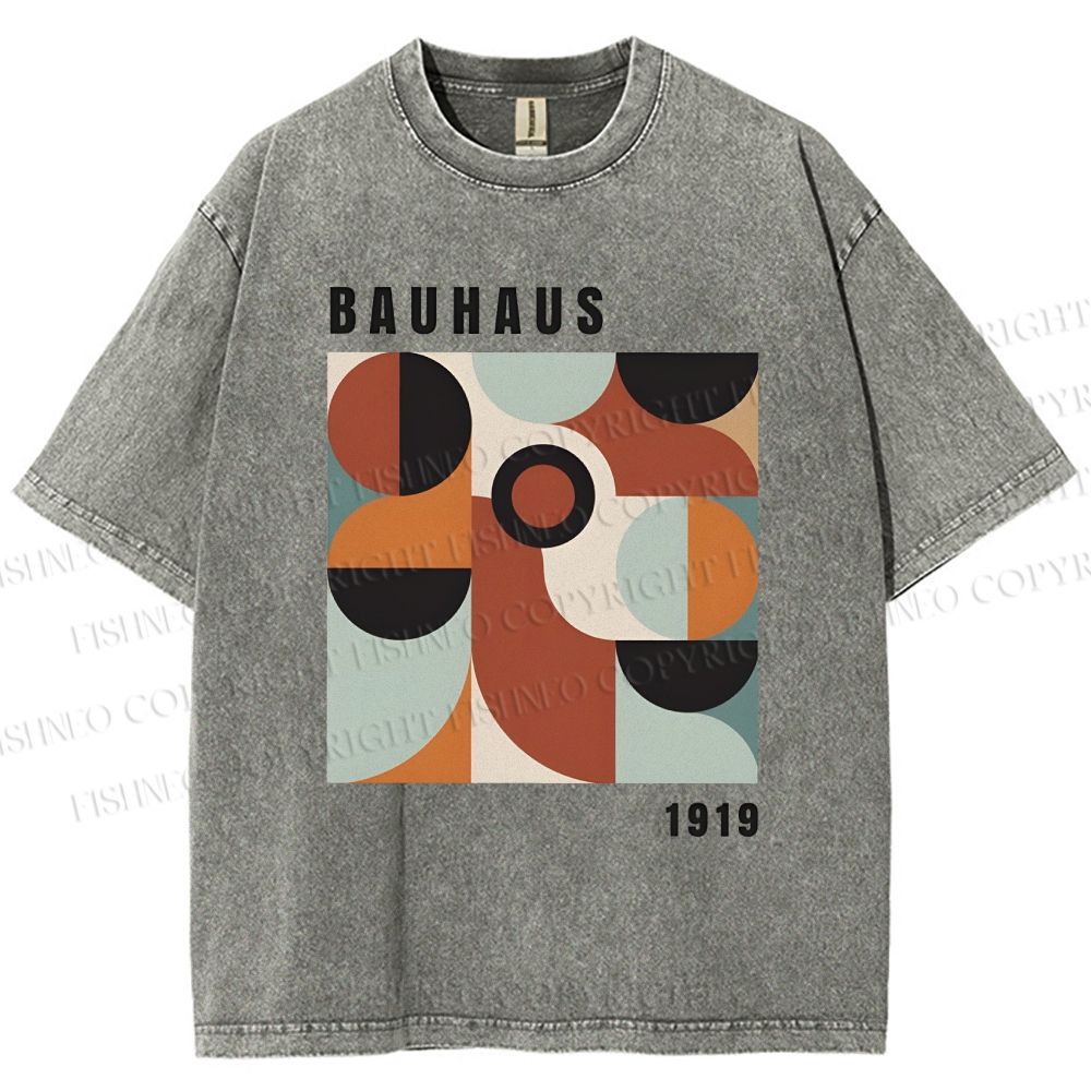 Unisex Bauhaus Geometry Printed Washed Tee