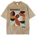 Unisex Bauhaus Geometry Printed Washed Tee