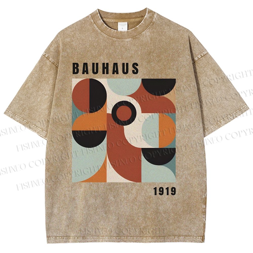 Unisex Bauhaus Geometry Printed Washed Tee