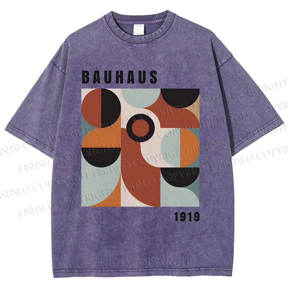 Unisex Bauhaus Geometry Printed Washed Tee