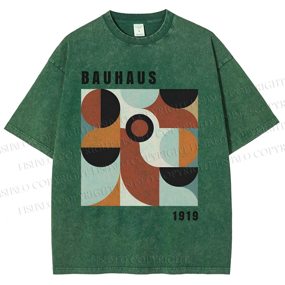 Unisex Bauhaus Geometry Printed Washed Tee