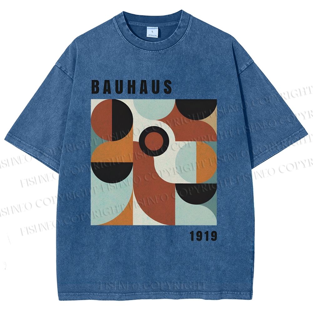 Unisex Bauhaus Geometry Printed Washed Tee