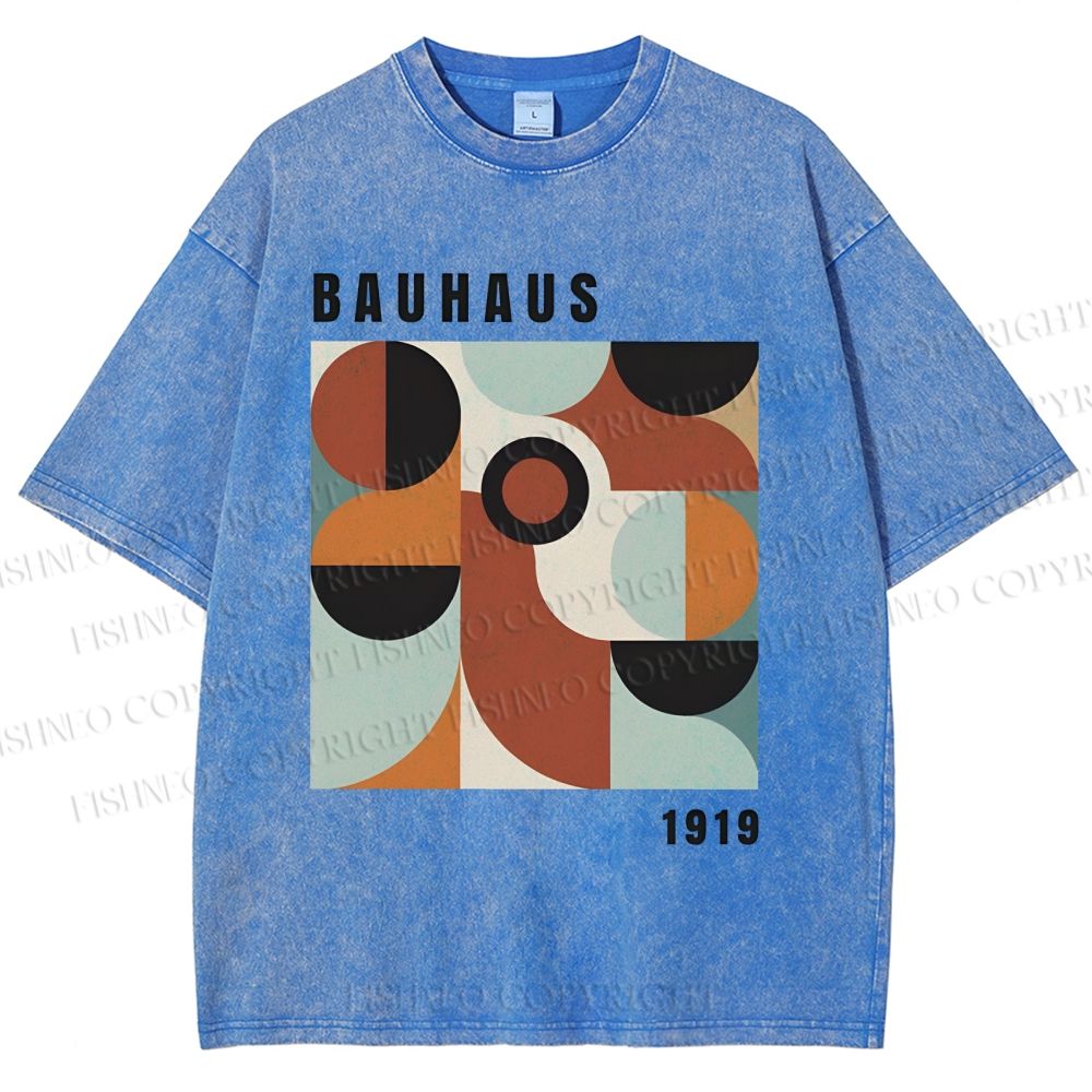 Unisex Bauhaus Geometry Printed Washed Tee