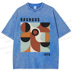 Unisex Bauhaus Geometry Printed Washed Tee