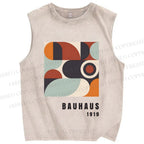 Unisex Bauhaus Geometry Printed Washed Tank Top