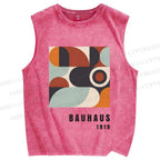 Unisex Bauhaus Geometry Printed Washed Tank Top