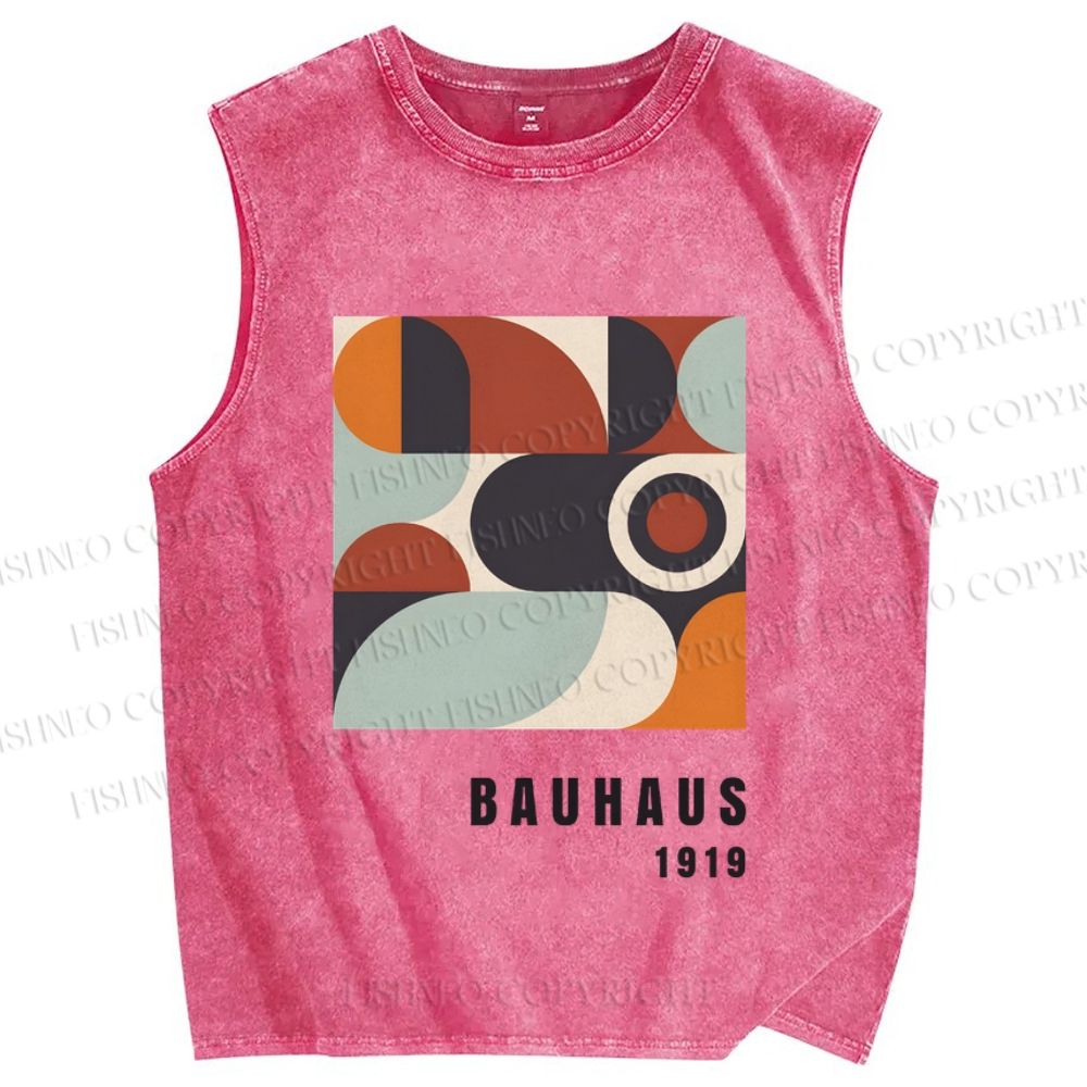 Unisex Bauhaus Geometry Printed Washed Tank Top