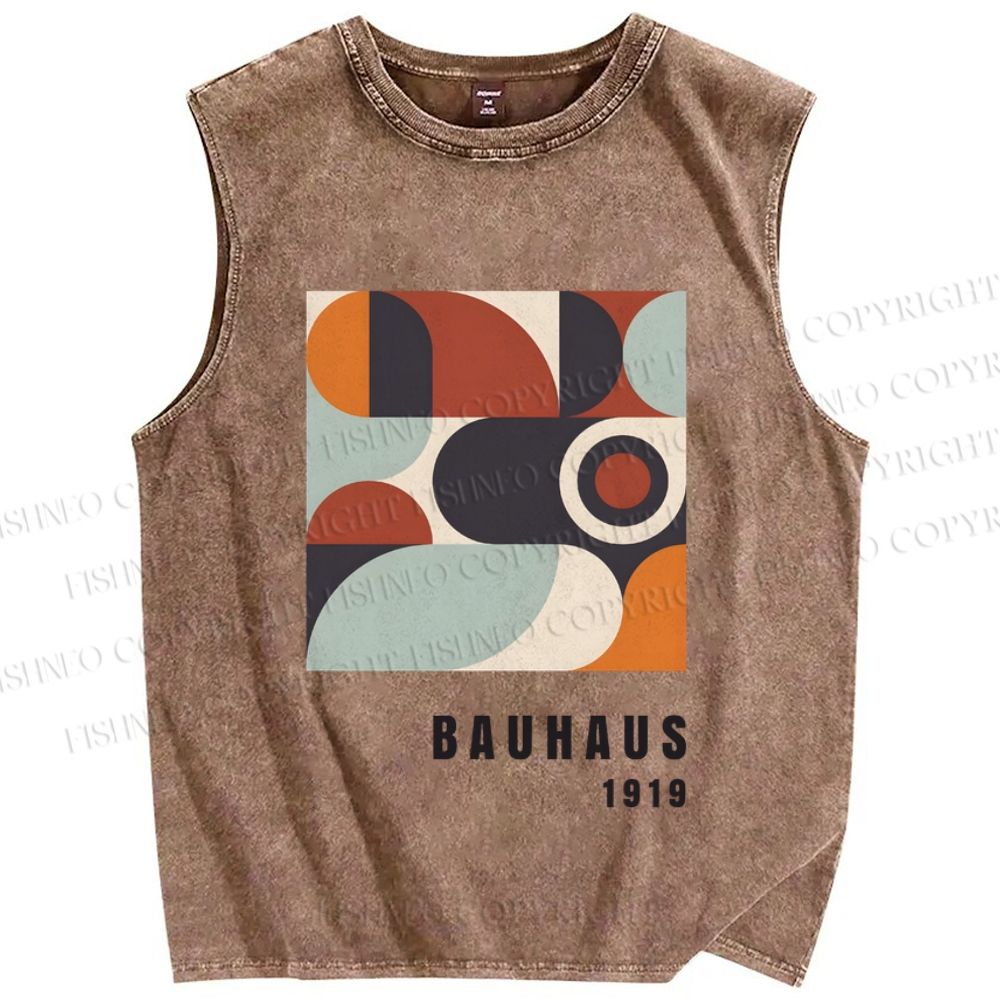 Unisex Bauhaus Geometry Printed Washed Tank Top