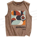 Unisex Bauhaus Geometry Printed Washed Tank Top