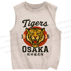 Unisex Tiger Osaka Printed Washed Tank Top