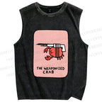 Unisex The Weaponized Crab Printed Washed Tank Top
