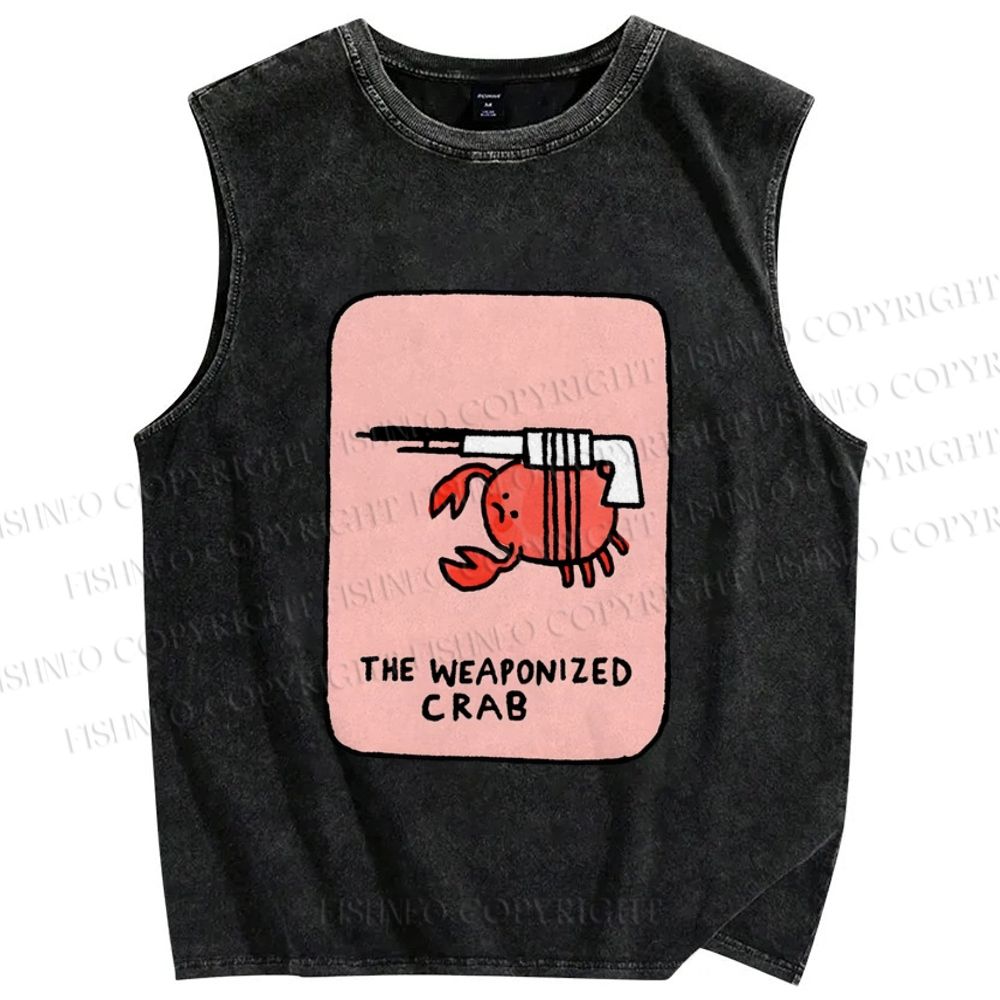 Unisex The Weaponized Crab Printed Washed Tank Top