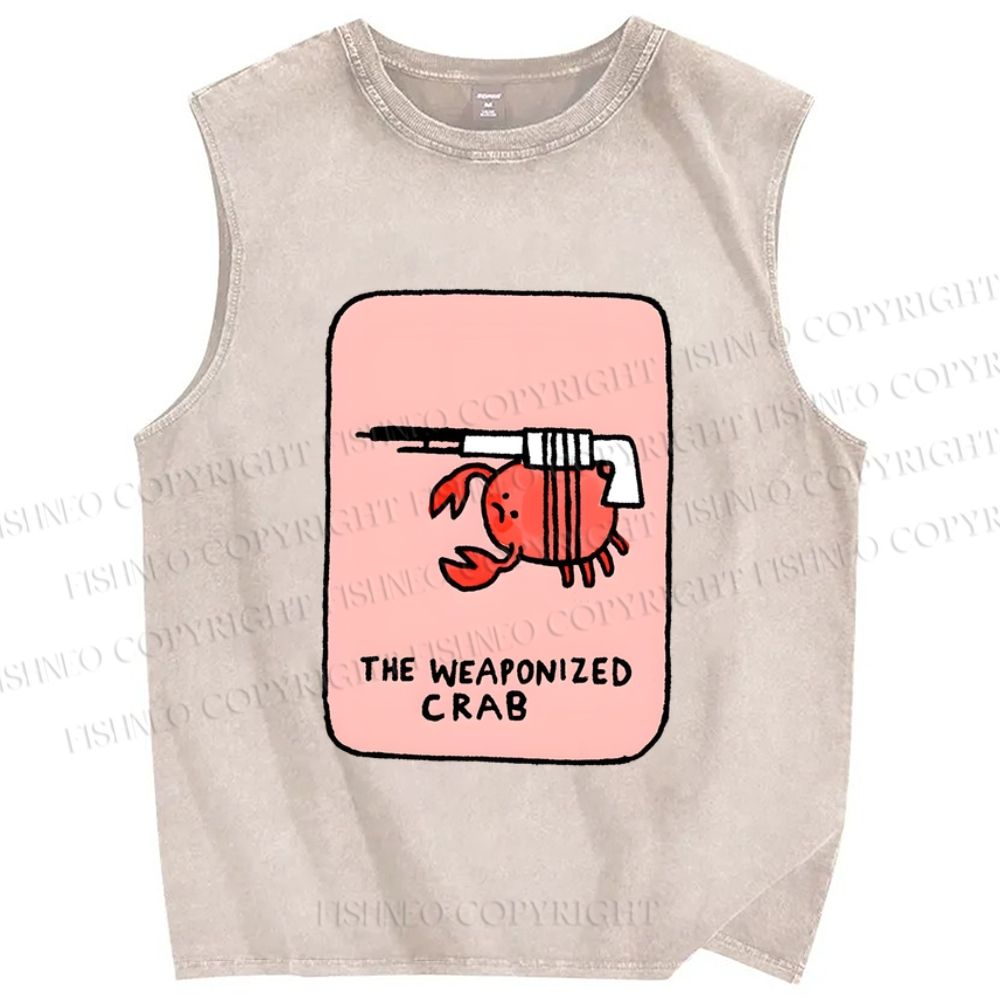 Unisex The Weaponized Crab Printed Washed Tank Top