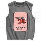 Unisex The Weaponized Crab Printed Washed Tank Top