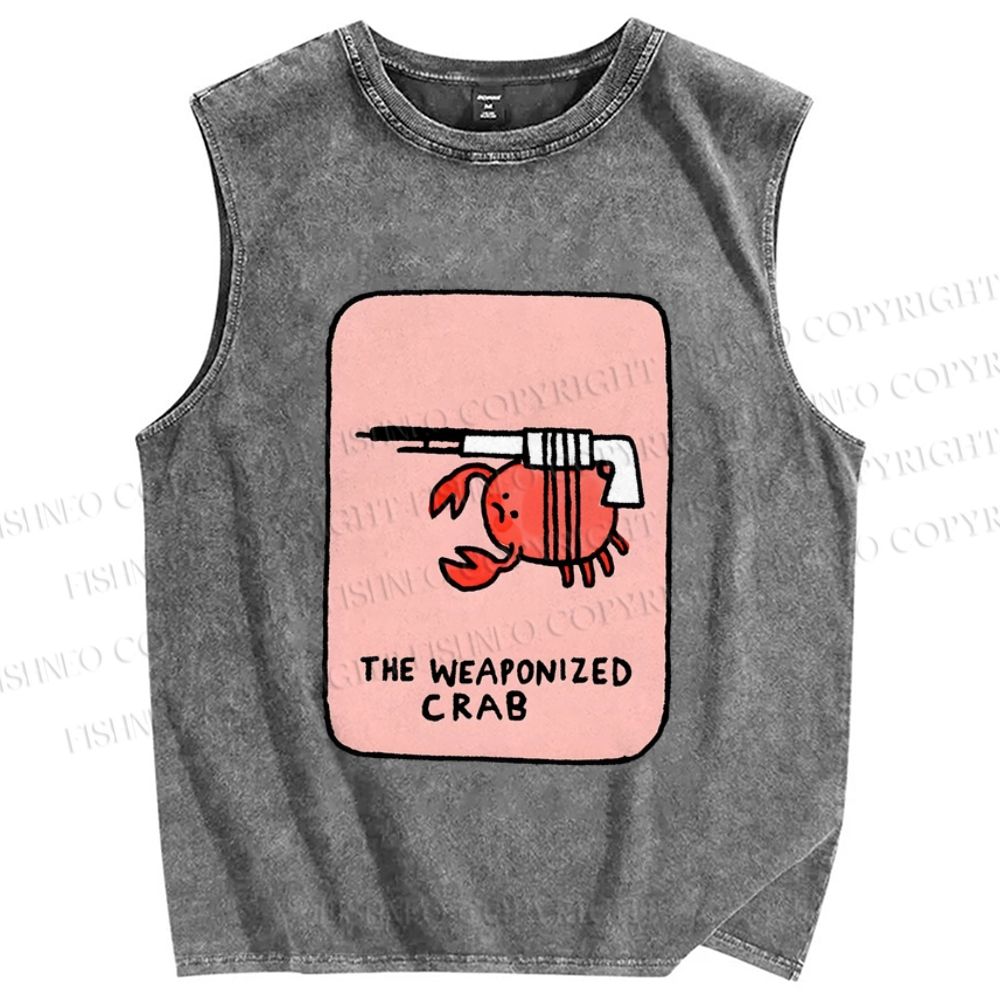 Unisex The Weaponized Crab Printed Washed Tank Top