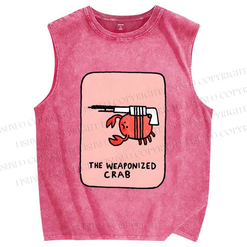 Unisex The Weaponized Crab Printed Washed Tank Top