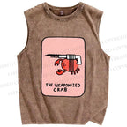Unisex The Weaponized Crab Printed Washed Tank Top