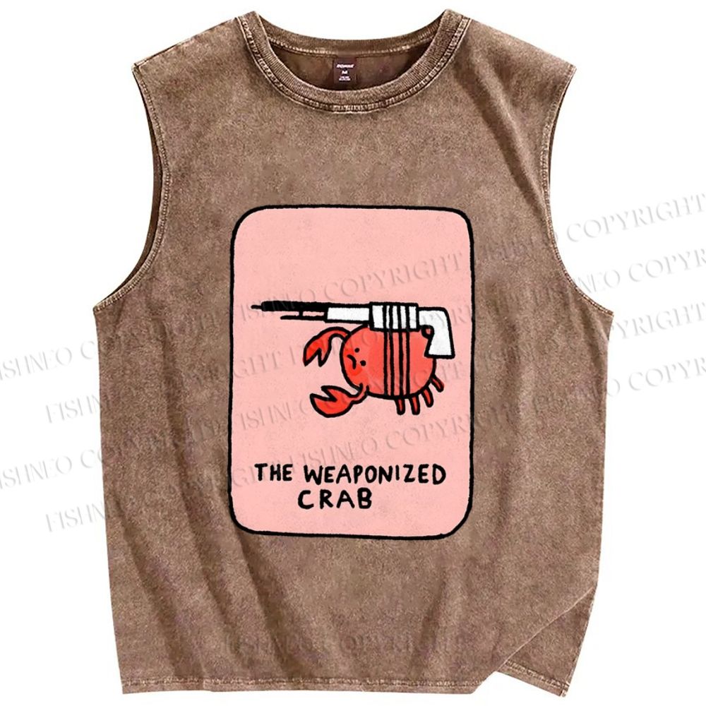 Unisex The Weaponized Crab Printed Washed Tank Top
