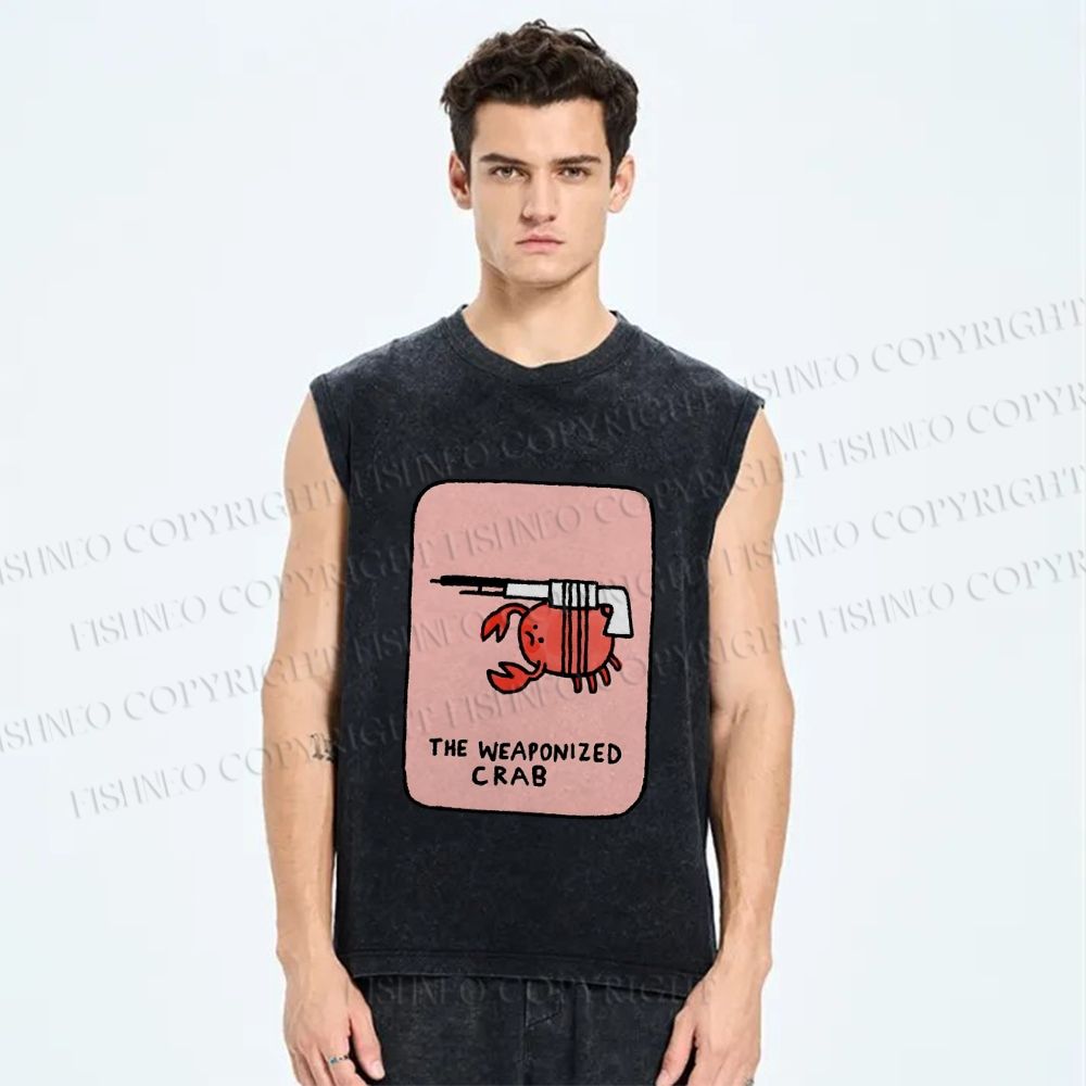 Unisex The Weaponized Crab Printed Washed Tank Top