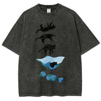 Cat Landing Washed Vintage Short Sleeves T-Shirt