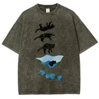 Cat Landing Washed Vintage Short Sleeves T-Shirt