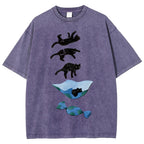 Cat Landing Washed Vintage Short Sleeves T-Shirt