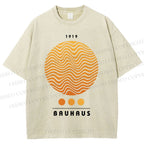 Unisex Bauhaus Wave Circles Printed Washed Tee