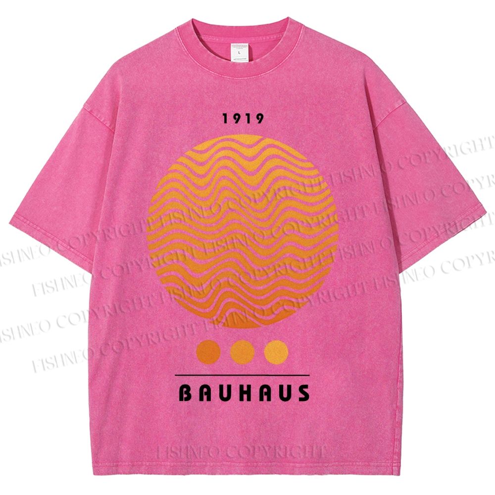 Unisex Bauhaus Wave Circles Printed Washed Tee