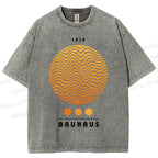 Unisex Bauhaus Wave Circles Printed Washed Tee