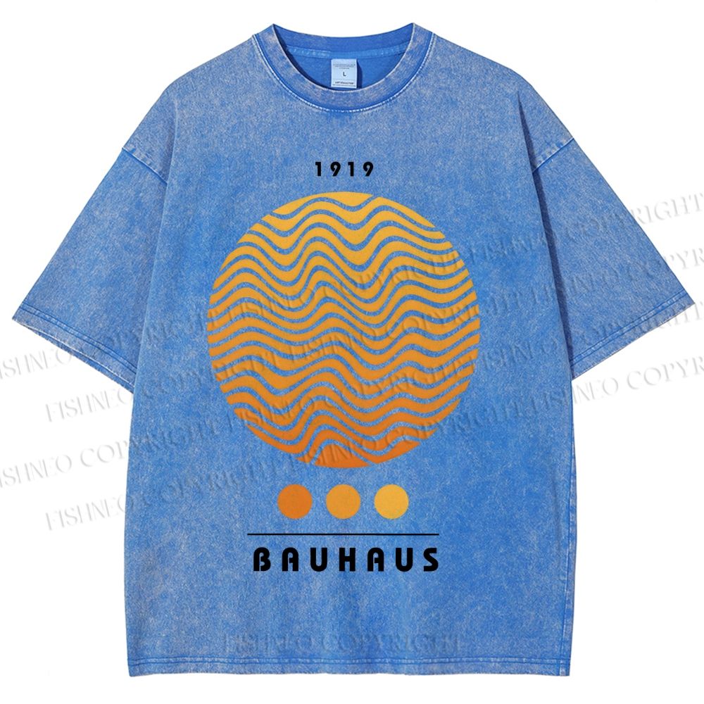 Unisex Bauhaus Wave Circles Printed Washed Tee