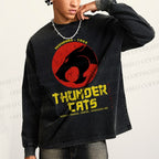 Unisex Casual Washed ThunderCats Printed Long Sleeve T-shirt