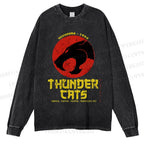 Unisex Casual Washed ThunderCats Printed Long Sleeve T-shirt
