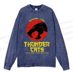 Unisex Casual Washed ThunderCats Printed Long Sleeve T-shirt