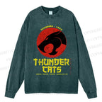 Unisex Casual Washed ThunderCats Printed Long Sleeve T-shirt