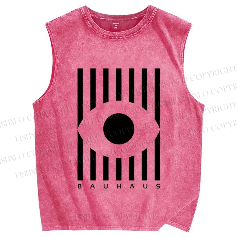 Unisex Bauhaus Geometric Eye Printed Washed Tank Top