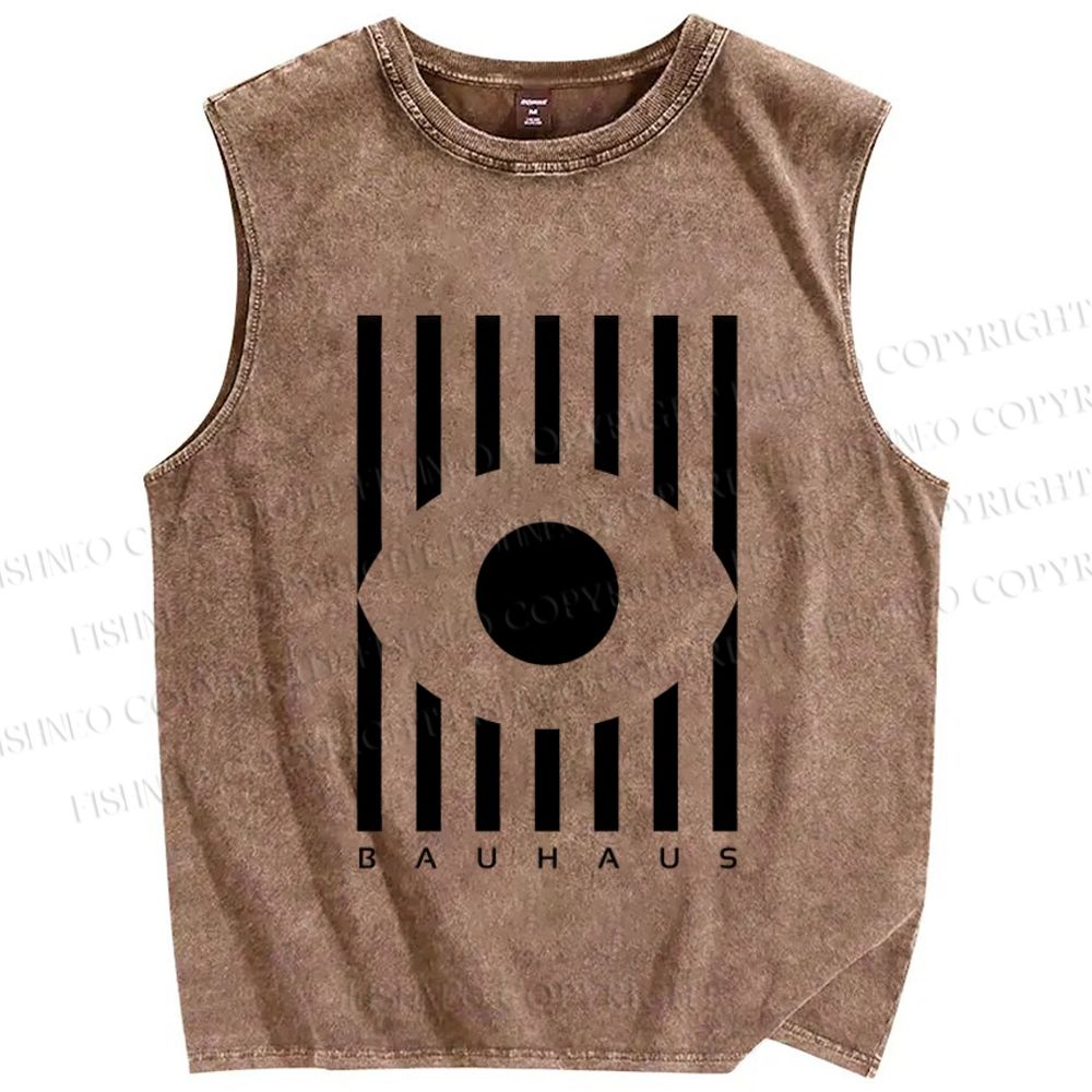 Unisex Bauhaus Geometric Eye Printed Washed Tank Top