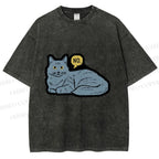 Unisex Cat Means No Printed Washed Tee