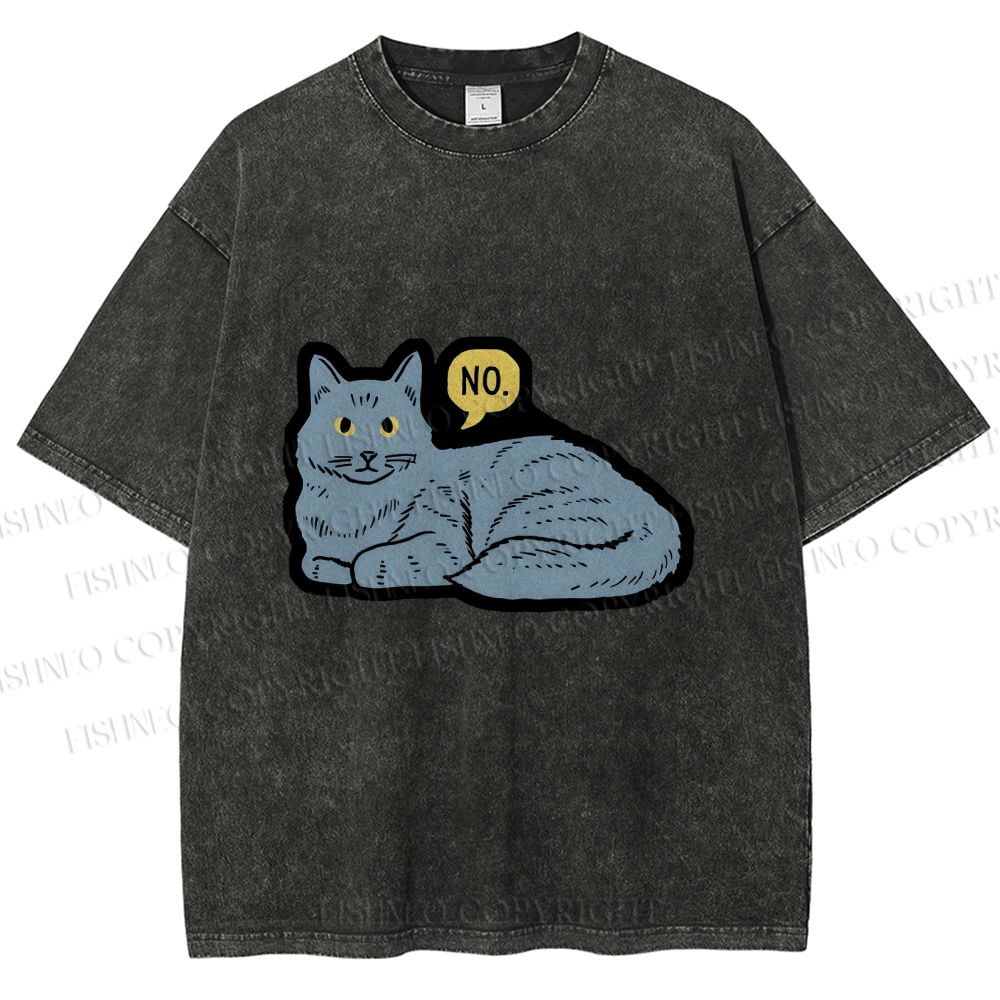 Unisex Cat Means No Printed Washed Tee