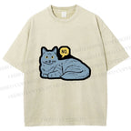 Unisex Cat Means No Printed Washed Tee