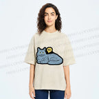 Unisex Cat Means No Printed Washed Tee