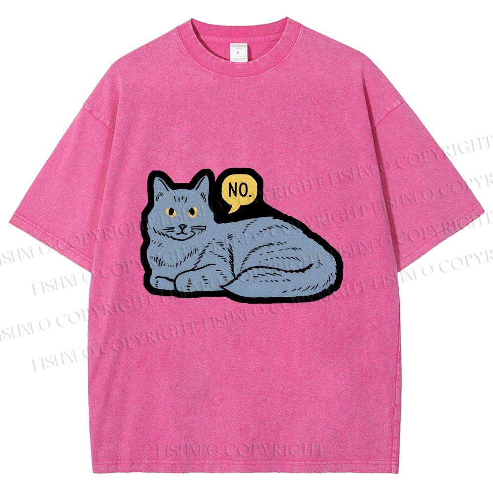 Unisex Cat Means No Printed Washed Tee
