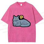 Unisex Cat Means No Printed Washed Tee