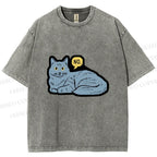 Unisex Cat Means No Printed Washed Tee